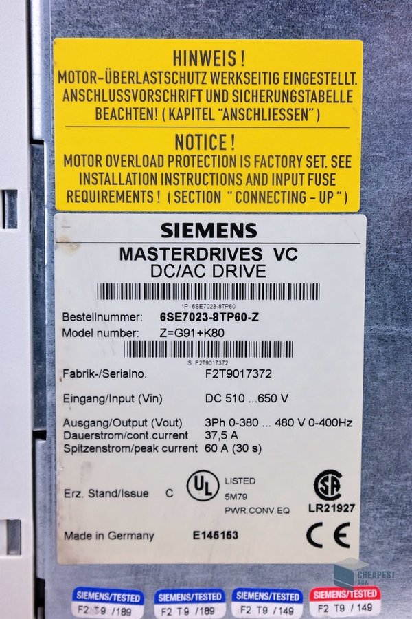 Siemens 6SE7023-8TP60-Z