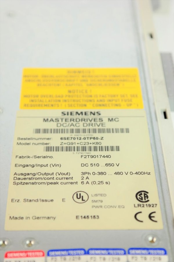 Siemens 6SE7012-0TP50-Z - E-Stand: E